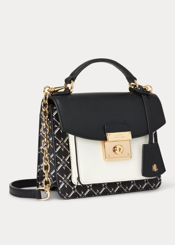 Ralph Lauren Small Logo Beckett Satchel Černé Krém | zGepW08f