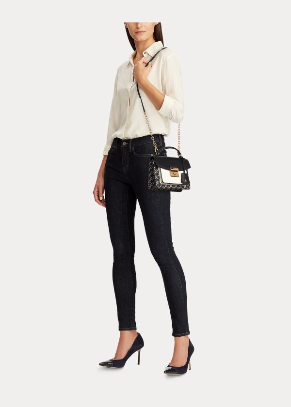 Ralph Lauren Small Logo Beckett Satchel Černé Krém | zGepW08f