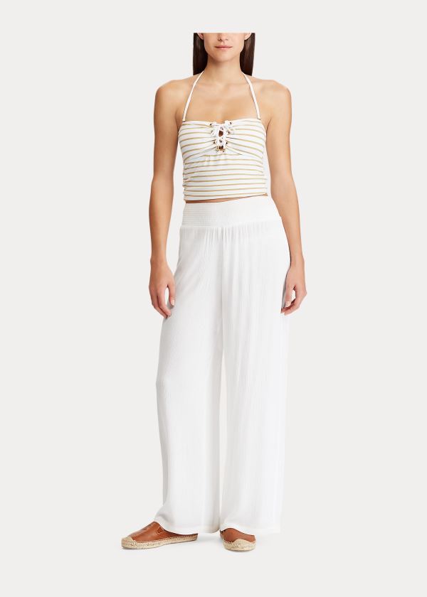 Ralph Lauren Smocked Široké-Leg Pant Bílé | 2CV5WWnd