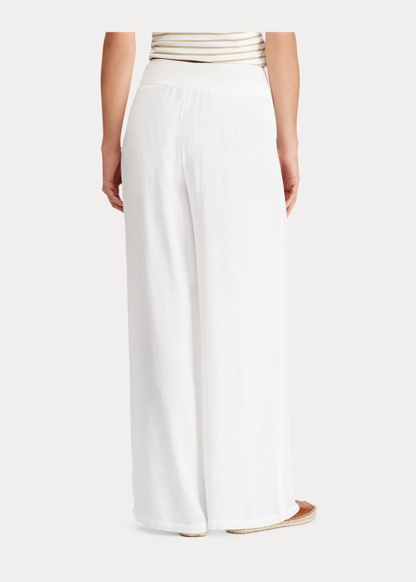Ralph Lauren Smocked Široké-Leg Pant Bílé | 2CV5WWnd