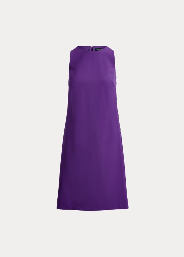 Ralph Lauren Snap-Trim Crepe Shift Šaty Fialové | TApLaCoC