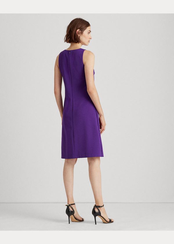 Ralph Lauren Snap-Trim Crepe Shift Šaty Fialové | TApLaCoC
