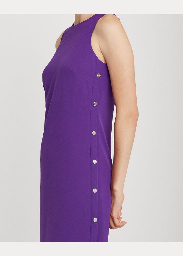 Ralph Lauren Snap-Trim Crepe Shift Šaty Fialové | TApLaCoC