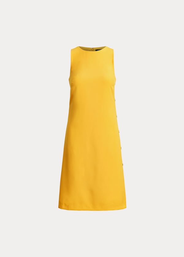 Ralph Lauren Snap-Trim Crepe Shift Šaty Žluté | cMVdNrG1