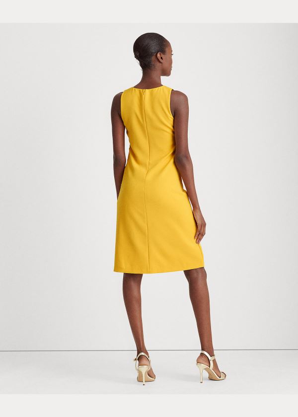 Ralph Lauren Snap-Trim Crepe Shift Šaty Žluté | cMVdNrG1