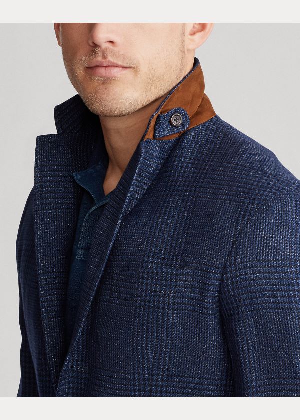 Ralph Lauren Soft Glen Plaid Sportovní Coat Tmavě Blankyt Blankyt | OxEnU8MF