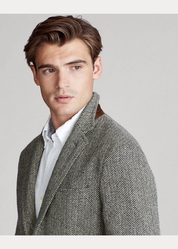 Ralph Lauren Soft Herringbone Sportovní Coat Černé Krém | qB0WHtFQ