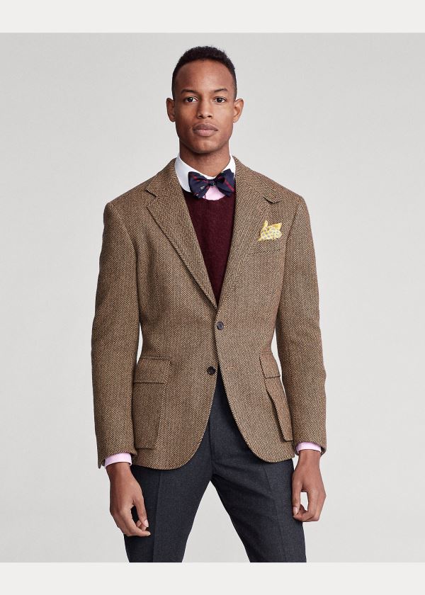 Ralph Lauren Soft Herringbone Sportovní Coat Hnědé | uZxdousl