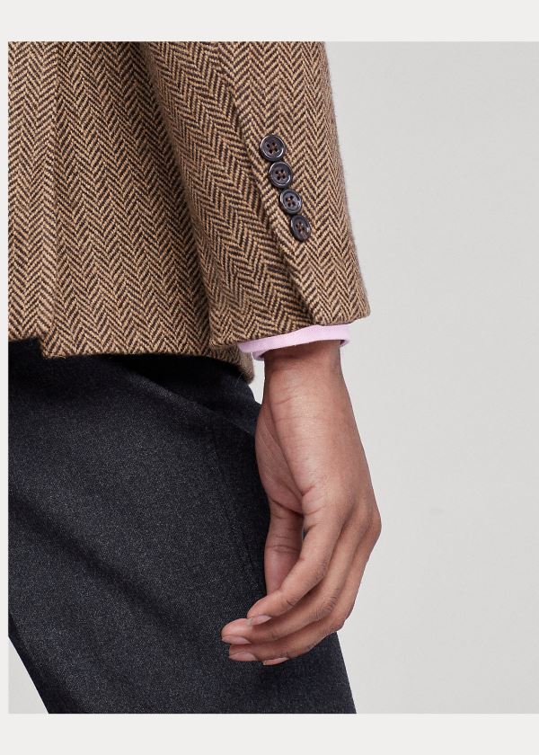 Ralph Lauren Soft Herringbone Sportovní Coat Hnědé | uZxdousl