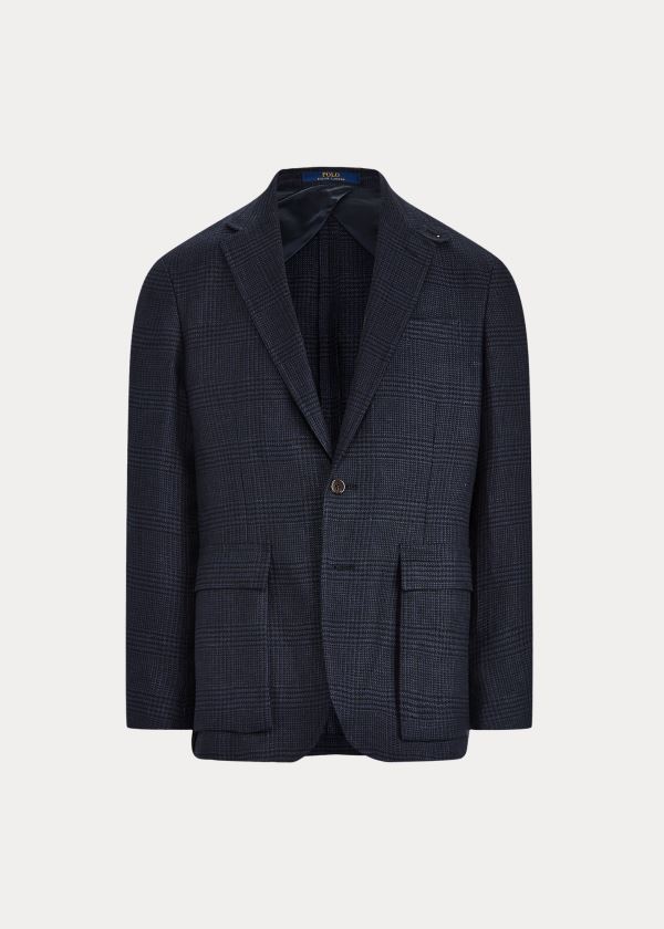 Ralph Lauren Soft Plaid Linen Sportovní Coat Tmavě Blankyt Černé | adW3b9HJ