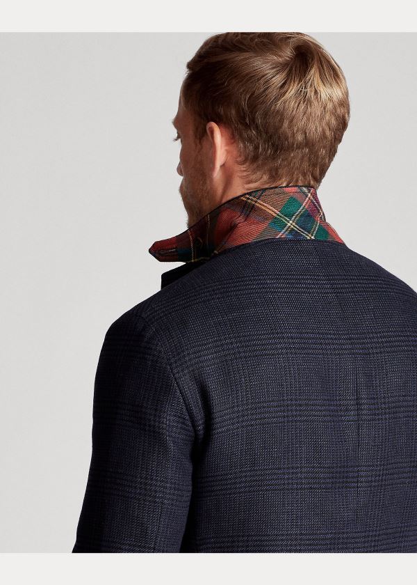 Ralph Lauren Soft Plaid Linen Sportovní Coat Tmavě Blankyt Černé | adW3b9HJ