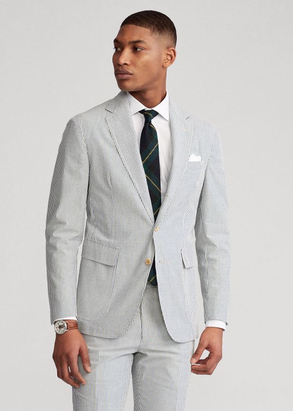 Ralph Lauren Soft Seersucker Suit Jacket Blankyt Krém | DswjnSB7