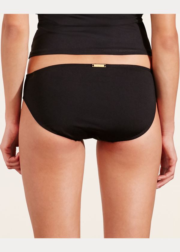 Ralph Lauren Solid Hipster Bikiny Bottom Černé | zg4OvURS