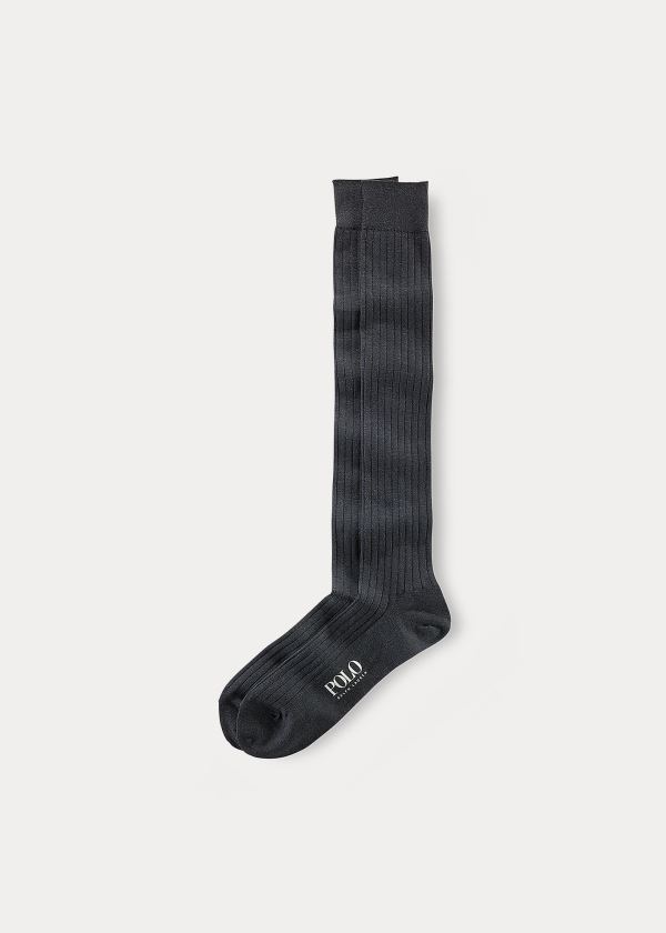 Ralph Lauren Solid Rib Over the Calf Socks Tmavě Šedé | bpvXpQHQ