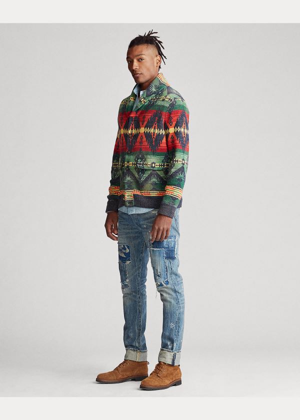 Ralph Lauren Southwestern Skeet Cardigan Zelene Červené | ejy6aA9s