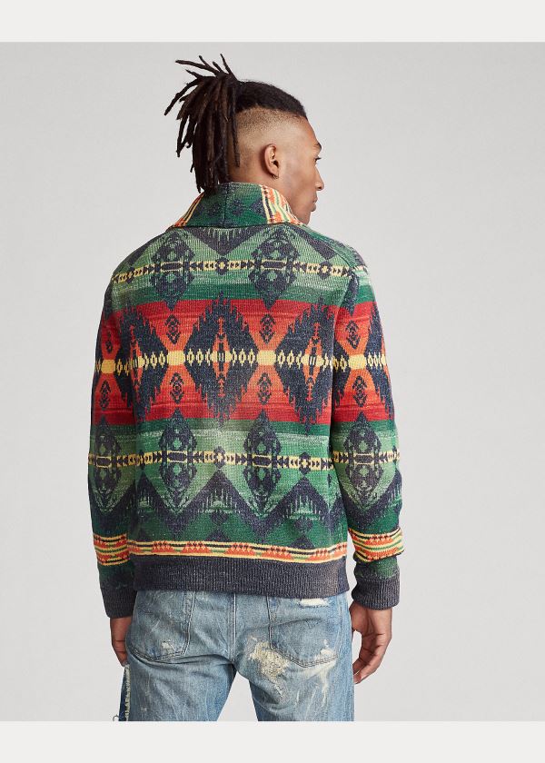 Ralph Lauren Southwestern Skeet Cardigan Zelene Červené | ejy6aA9s
