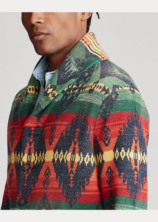 Ralph Lauren Southwestern Skeet Cardigan Zelene Červené | ejy6aA9s