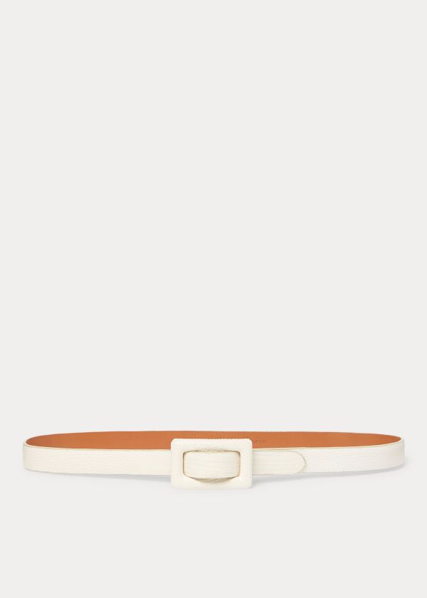 Ralph Lauren Stamped-Calfskin Skinny Belt Krém | vc3jpGZ8