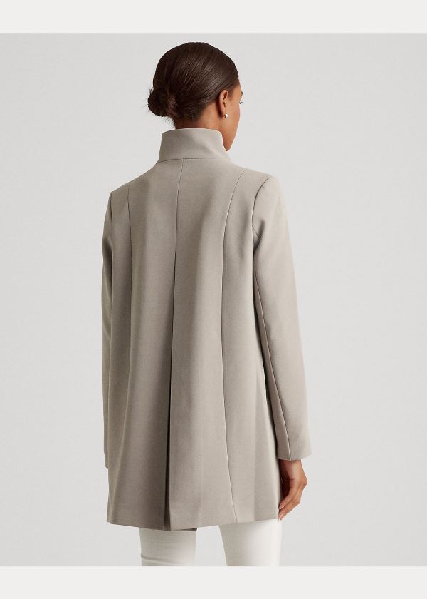 Ralph Lauren Stand-Collar Crepe Coat Šedé | GUgf93n1