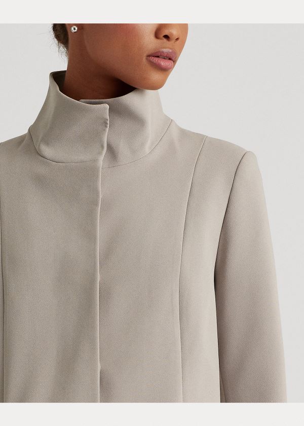 Ralph Lauren Stand-Collar Crepe Coat Šedé | GUgf93n1