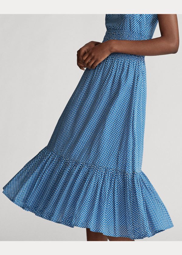 Ralph Lauren Star-Print Bavlněné Šaty Blankyt | VBXa1DXJ