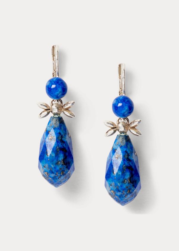 Ralph Lauren Sterling & Lapis Drop Earrings Stříbrné | cwgOOfdz