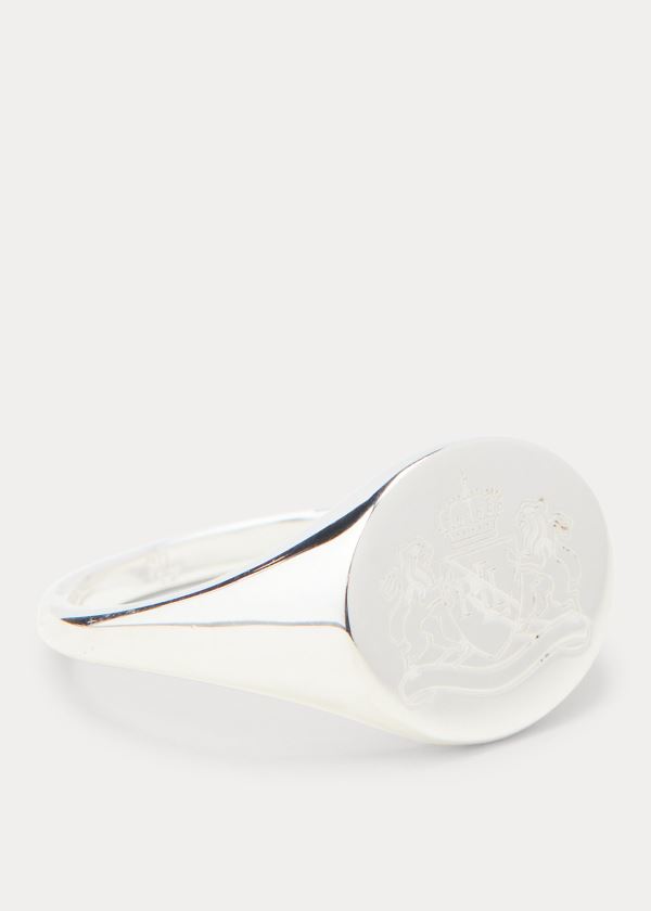 Ralph Lauren Sterling Silver Crest Ring Stříbrné | TxiEdKGU