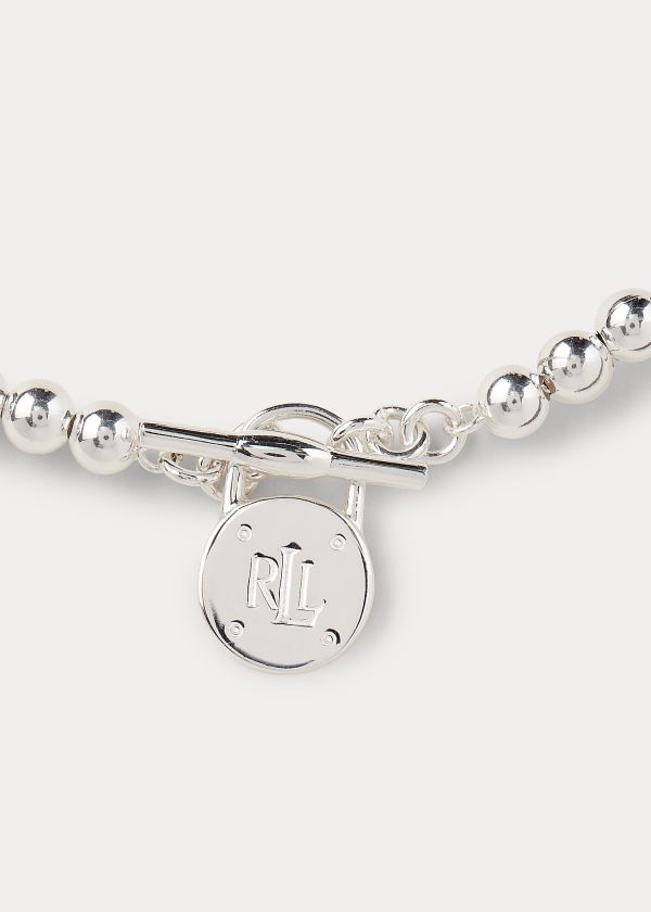 Ralph Lauren Sterling Silver Logo Necklace Stříbrné | fFrhVavU