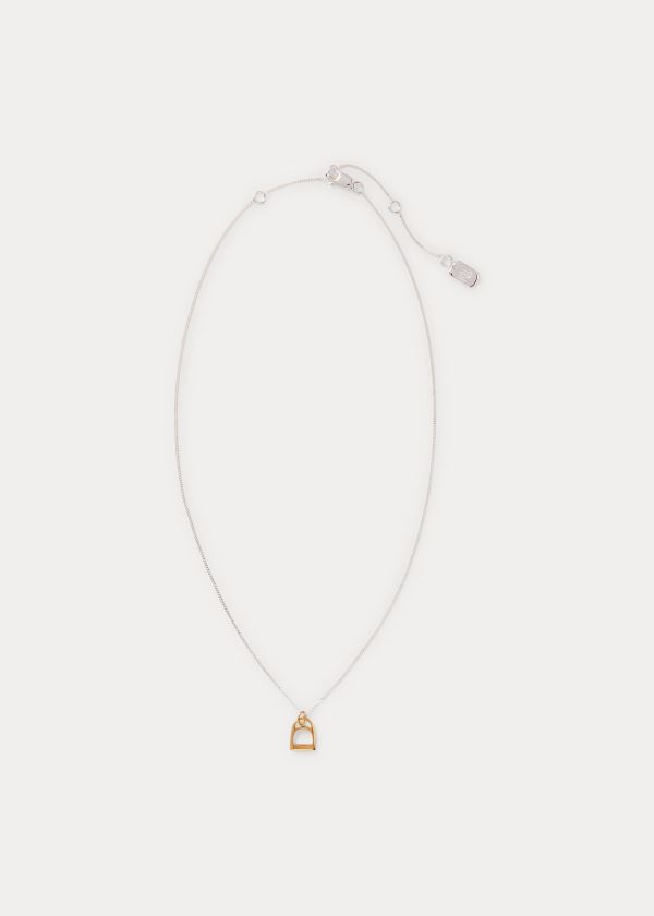 Ralph Lauren Stirrup Pendant Necklace Stříbrné | J568Hewn