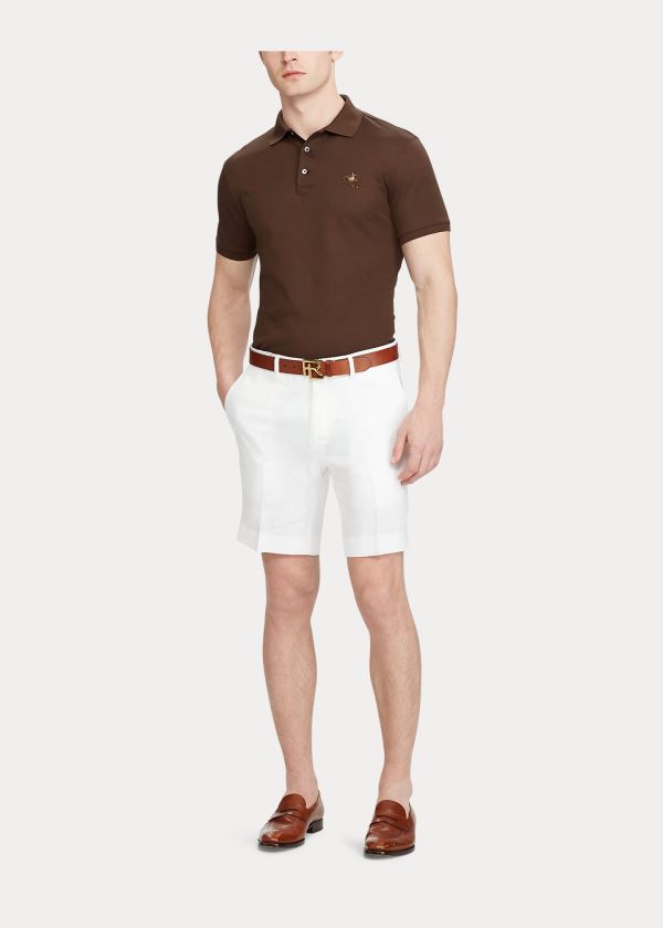 Ralph Lauren Straight Fit Linen Krátké Bílé | 3GEmcVxh