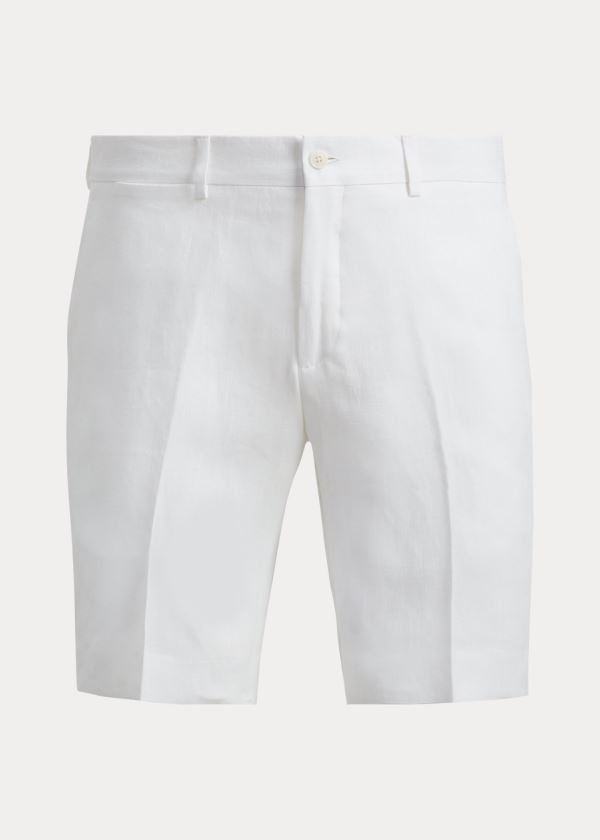Ralph Lauren Straight Fit Linen Krátké Bílé | 3GEmcVxh