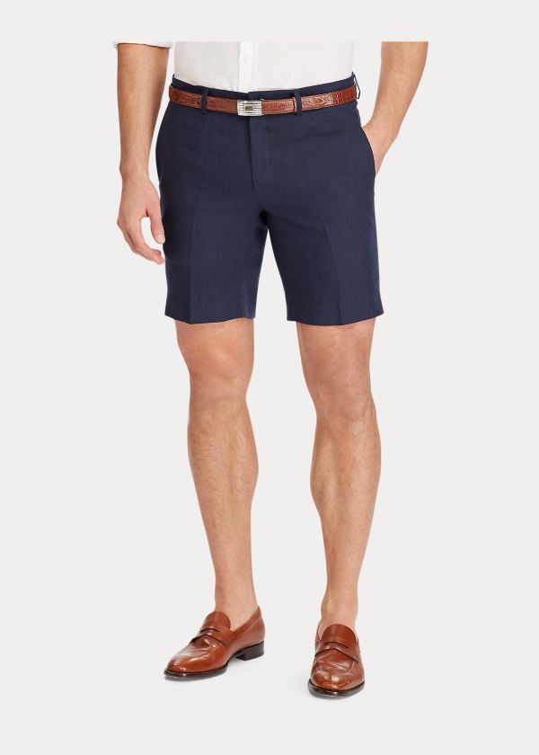 Ralph Lauren Straight Fit Linen Krátké Tmavě Blankyt | xgWKJW8W