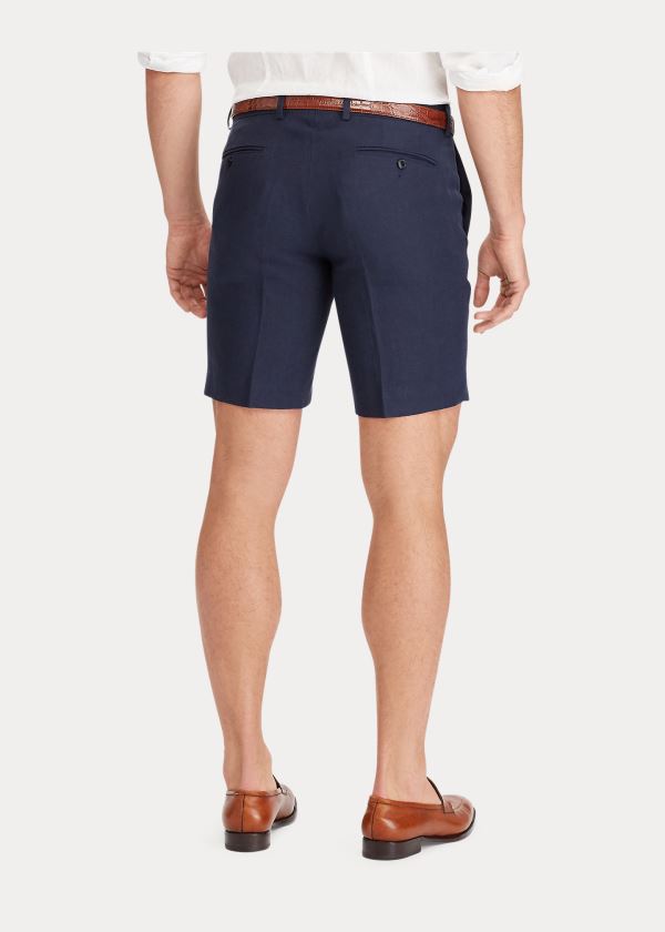 Ralph Lauren Straight Fit Linen Krátké Tmavě Blankyt | xgWKJW8W