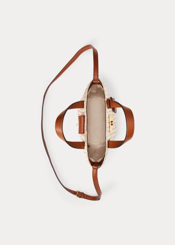 Ralph Lauren Straw Mini Reese Tote Hnědé | WhXHPAQb