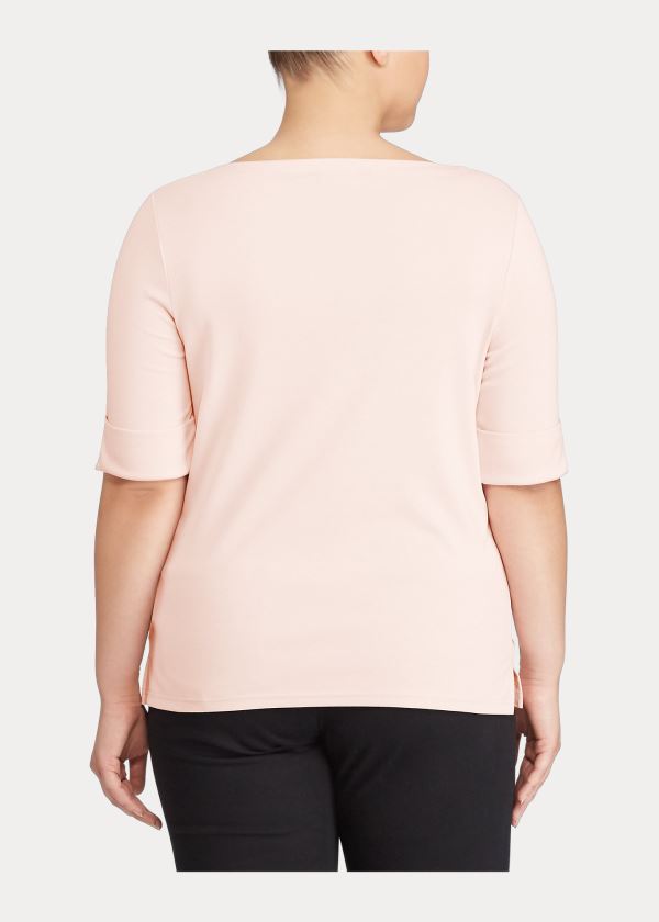 Ralph Lauren Stretch Bavlněné Boatneck Top Růžové | DEL7fJLA