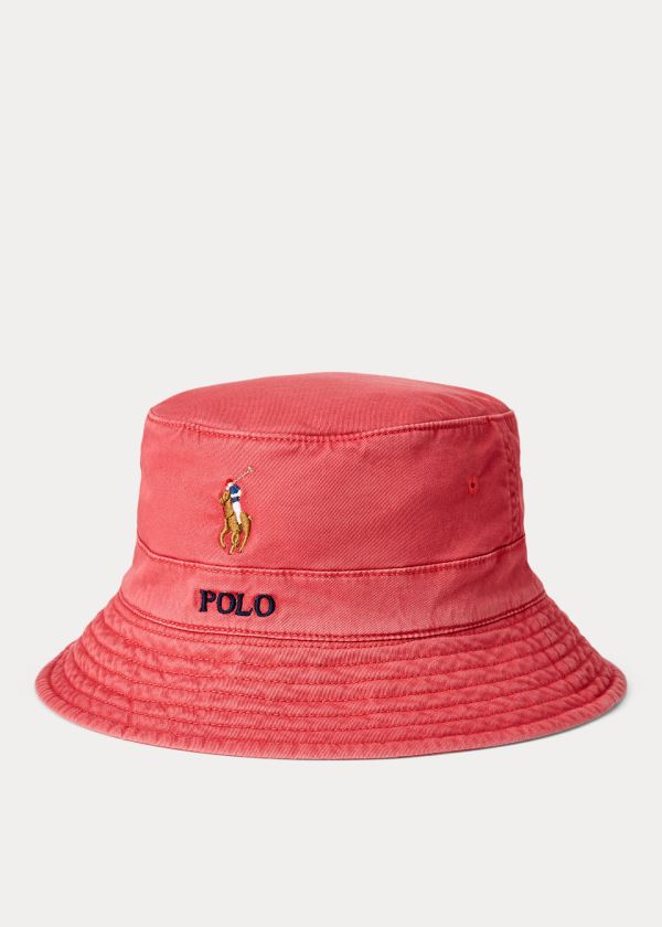 Ralph Lauren Stretch-Bavlněné Bucket Hat Červené | cLpfB9yx