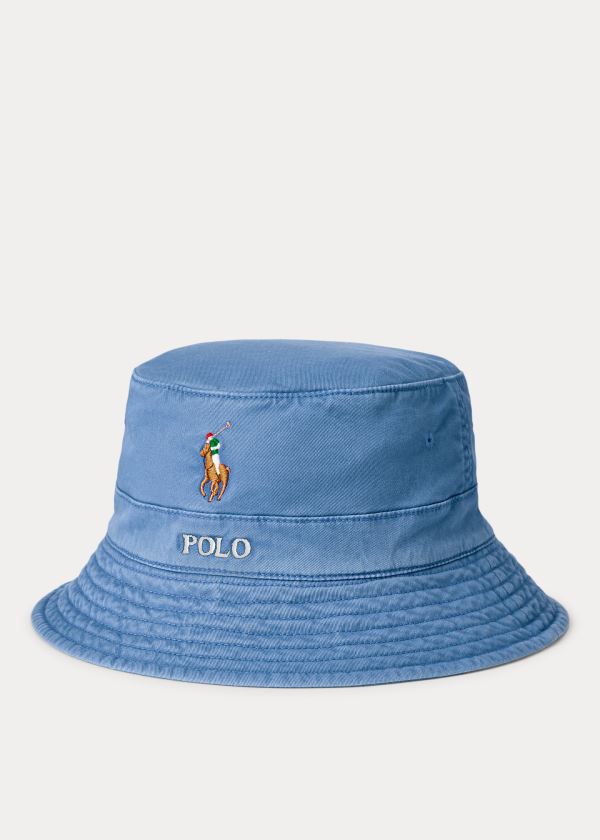 Ralph Lauren Stretch-Bavlněné Bucket Hat Královská Modrá Blankyt | o84luVcx