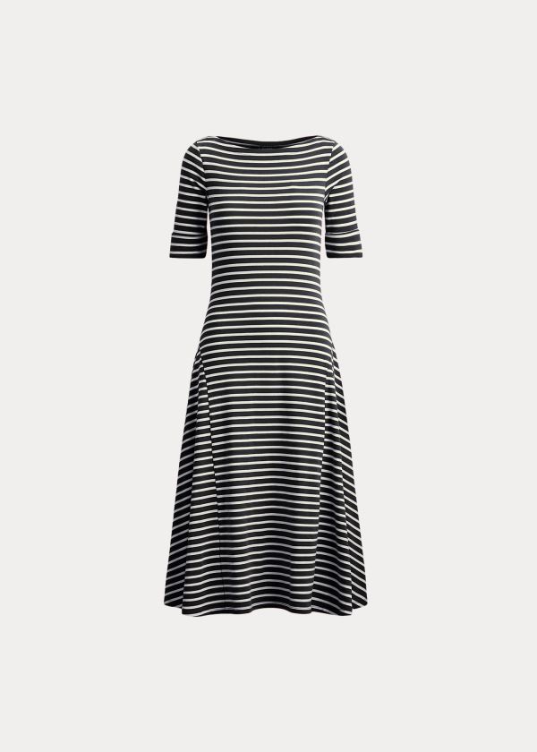 Ralph Lauren Stretch Bavlněné Maxidress Černé Krém | 8T0DsIYJ