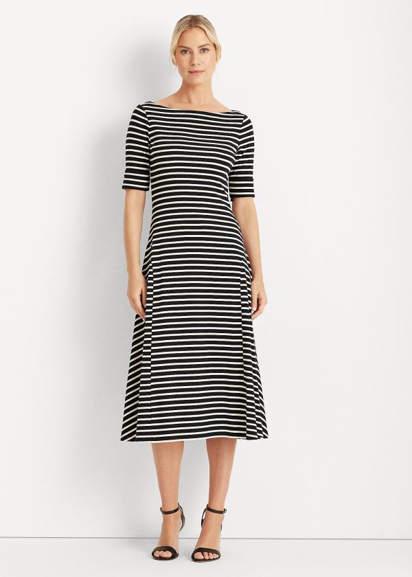 Ralph Lauren Stretch Bavlněné Maxidress Černé Krém | 8T0DsIYJ
