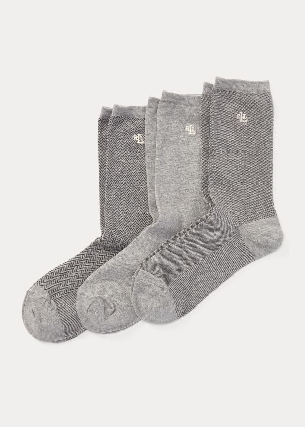 Ralph Lauren Stretch Bavlněné Sock 3-Pack Šedé | 8QoeyI18