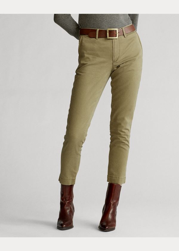 Ralph Lauren Stretch Bavlněné Straight Pant Olivy Zelené | 2RWE6ip6