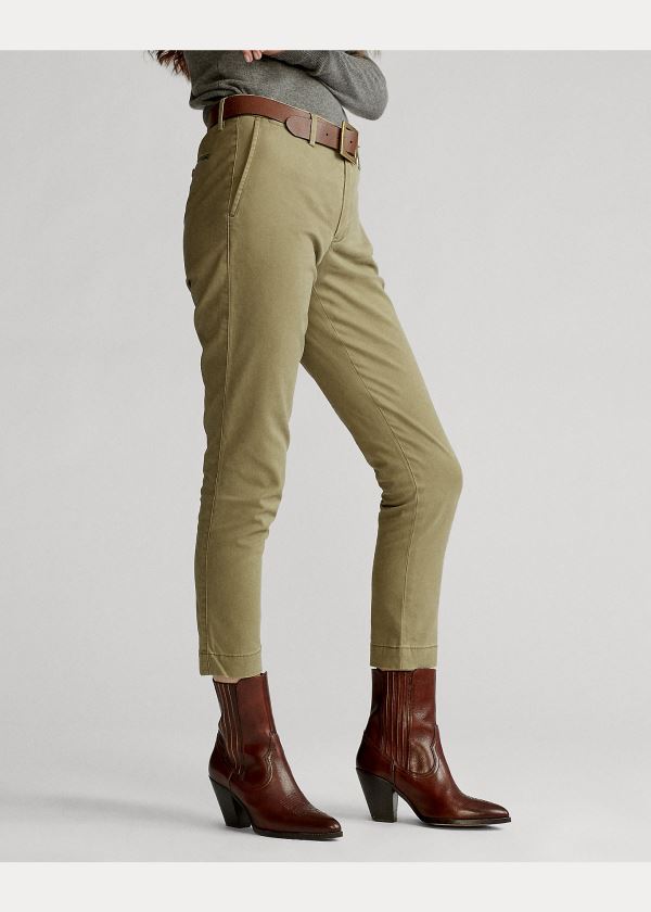 Ralph Lauren Stretch Bavlněné Straight Pant Olivy Zelené | 2RWE6ip6
