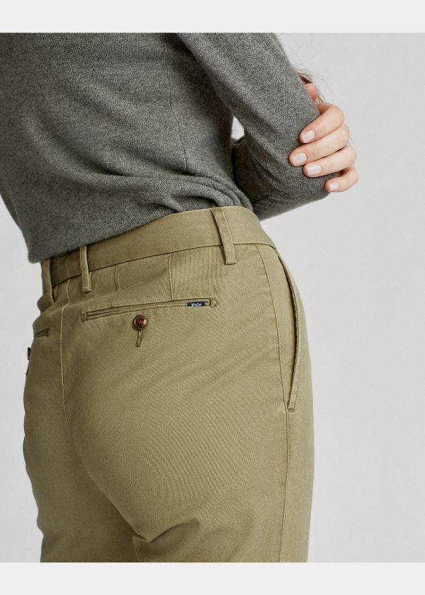 Ralph Lauren Stretch Bavlněné Straight Pant Olivy Zelené | 2RWE6ip6