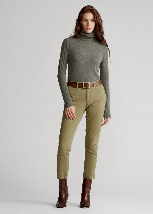 Ralph Lauren Stretch Bavlněné Straight Pant Olivy Zelené | 2RWE6ip6