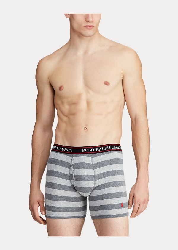 Ralph Lauren Stretch Boxerské Brief 3-Pack Tmavě Šedé | 2XZ72Nf4