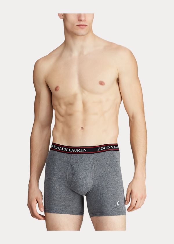 Ralph Lauren Stretch Boxerské Brief 3-Pack Tmavě Šedé | 2XZ72Nf4