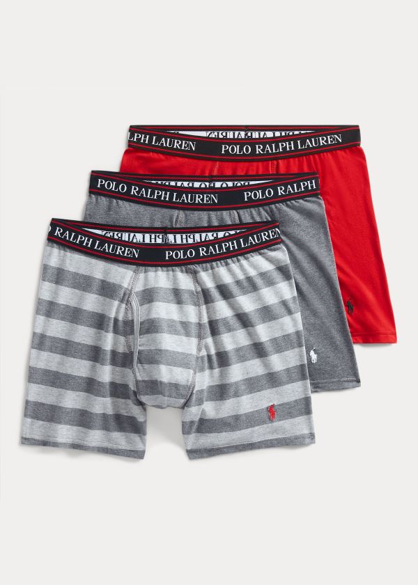 Ralph Lauren Stretch Boxerské Brief 3-Pack Tmavě Šedé | 2XZ72Nf4