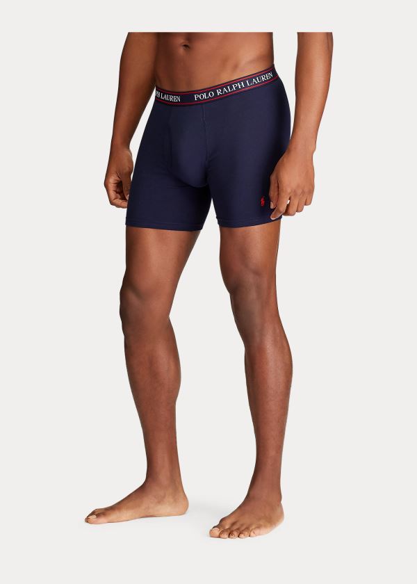 Ralph Lauren Stretch Boxerské Brief 3-Pack Tmavě Blankyt Královská Modrá Blankyt Bílé Proužek | sKI0vgJ7