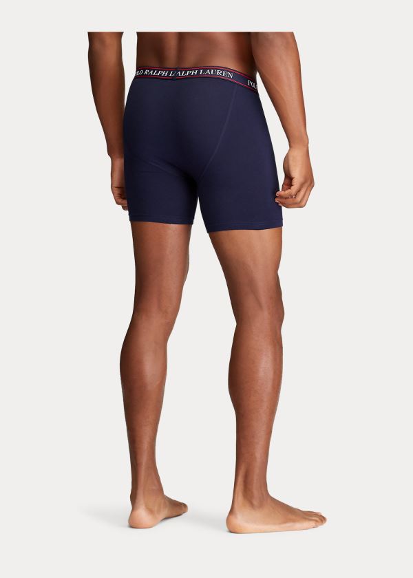 Ralph Lauren Stretch Boxerské Brief 3-Pack Tmavě Blankyt Královská Modrá Blankyt Bílé Proužek | sKI0vgJ7