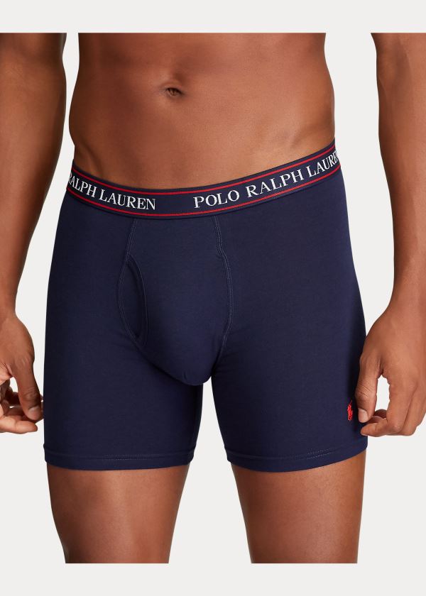 Ralph Lauren Stretch Boxerské Brief 3-Pack Tmavě Blankyt Královská Modrá Blankyt Bílé Proužek | sKI0vgJ7